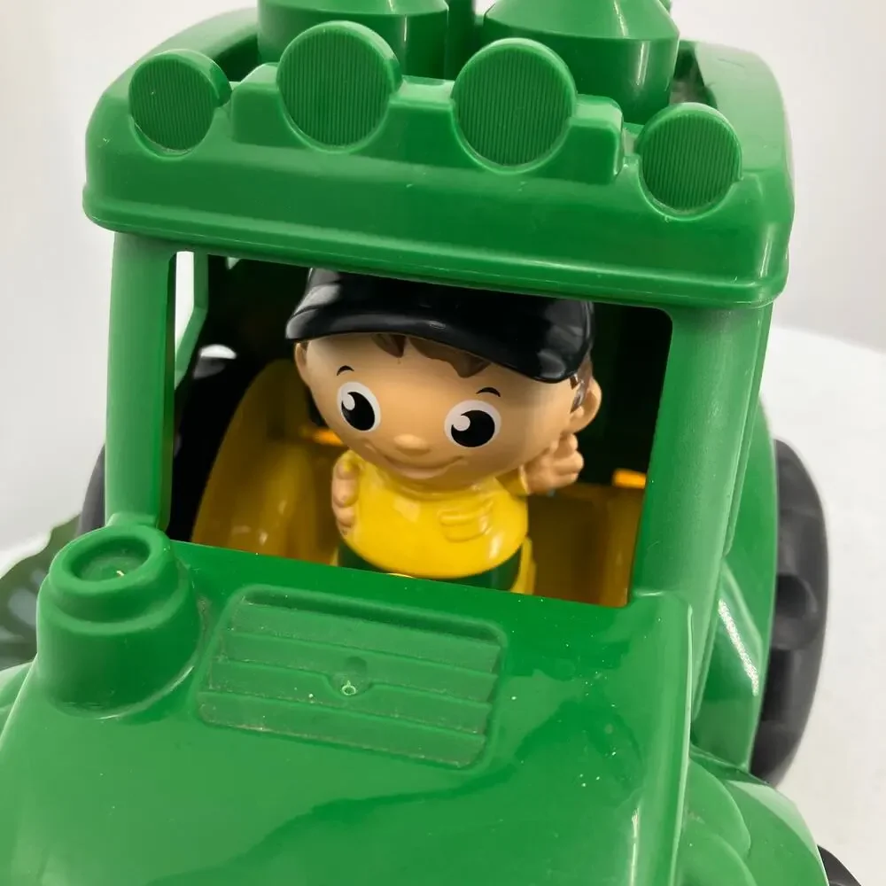 Mega Bloks Block John Deere Green Yellow Plastic Building Toy Lil Tractor Farmer